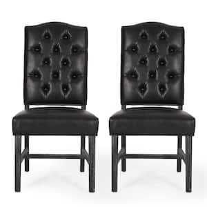 Tuttle Midnight Black and Gray Upholstered Tufted Dining Side Chair (Set of 2)