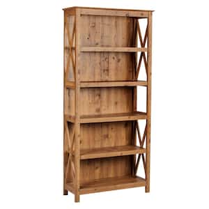 Houston 71 in. Rustic Brown 5-Shelf Standard Bookcase