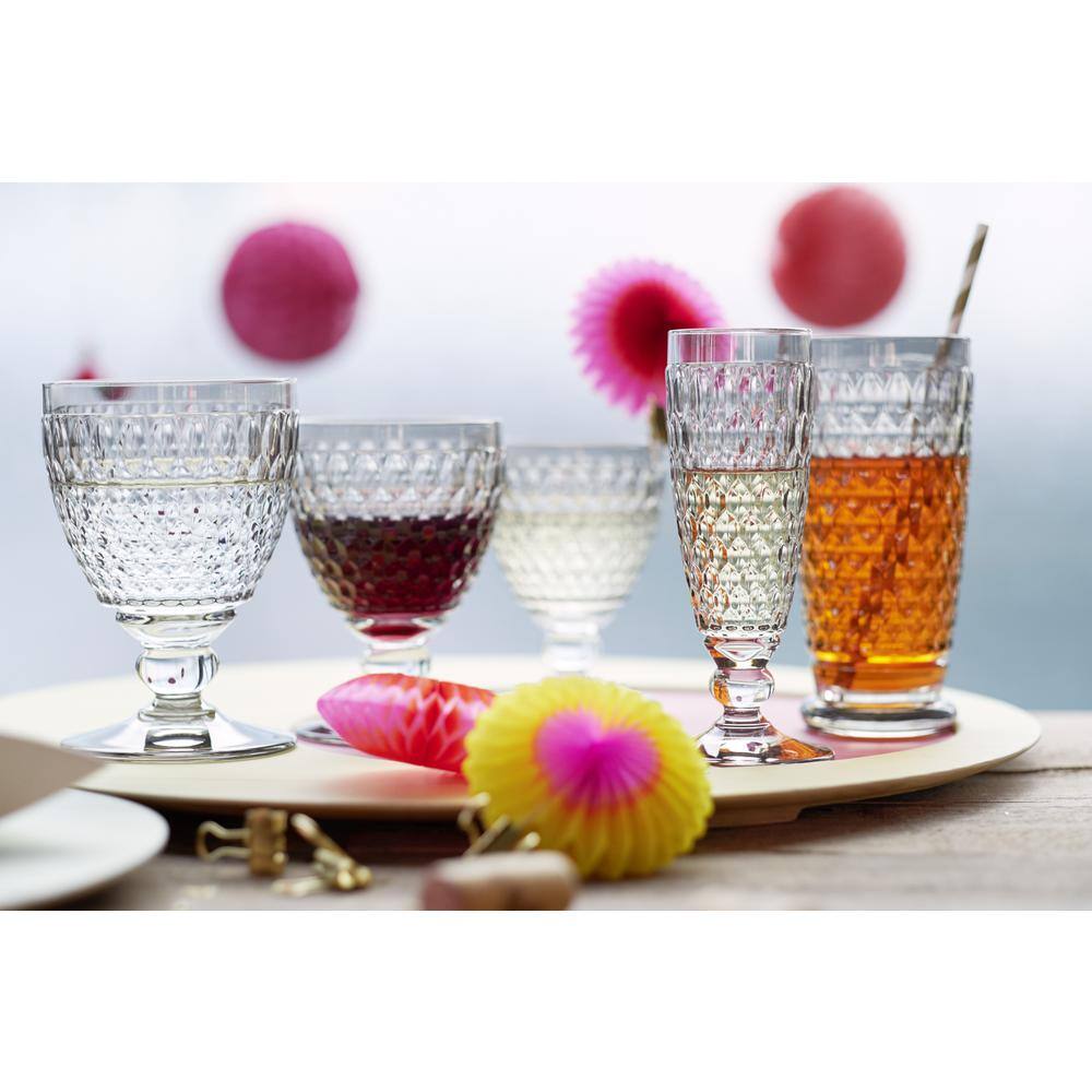 Boston Clear Faceted Crystal Highball Glasses, Set of 4