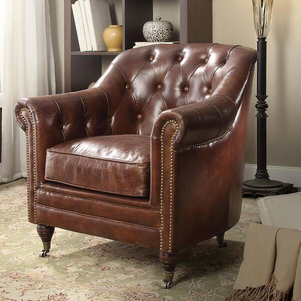 Acme Furniture Aberdeen Vintage Dark Brown Top Grain Leather