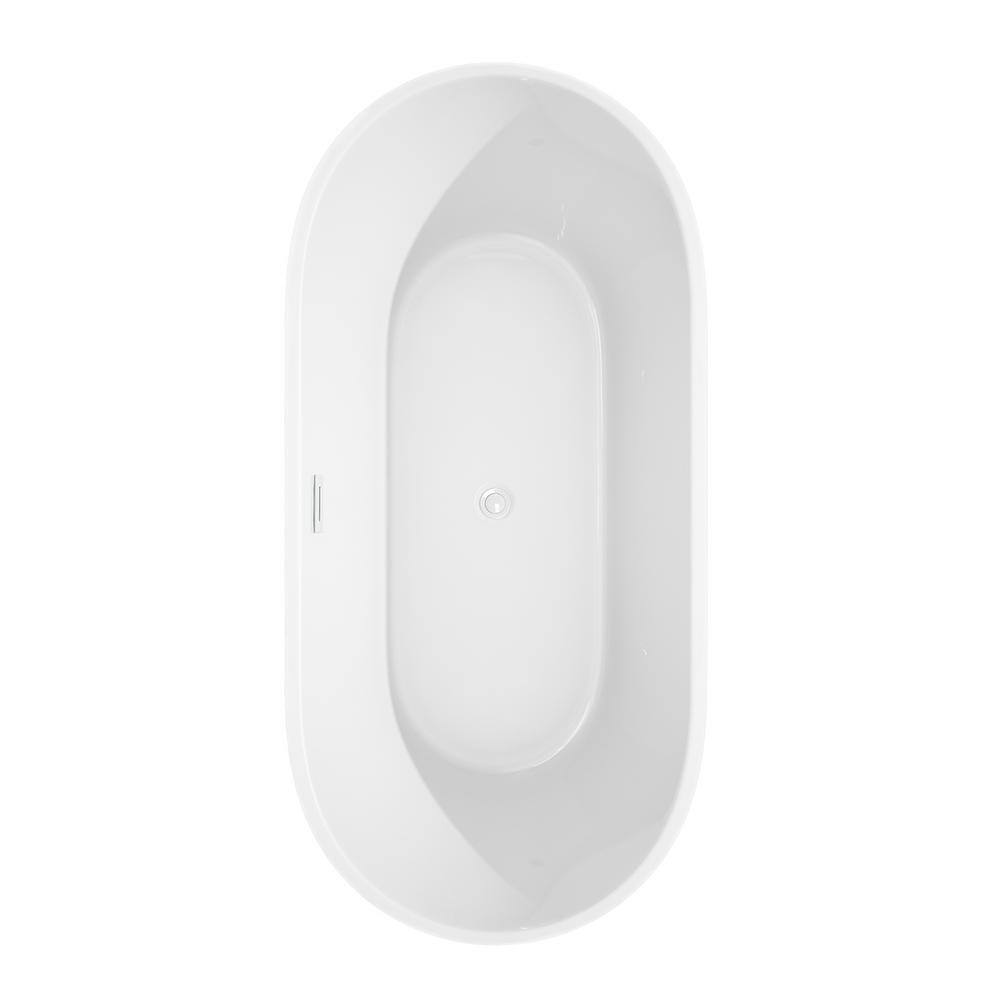 Carissa 67-Inch White Acrylic Freestanding Bathtub with Shiny White Trim