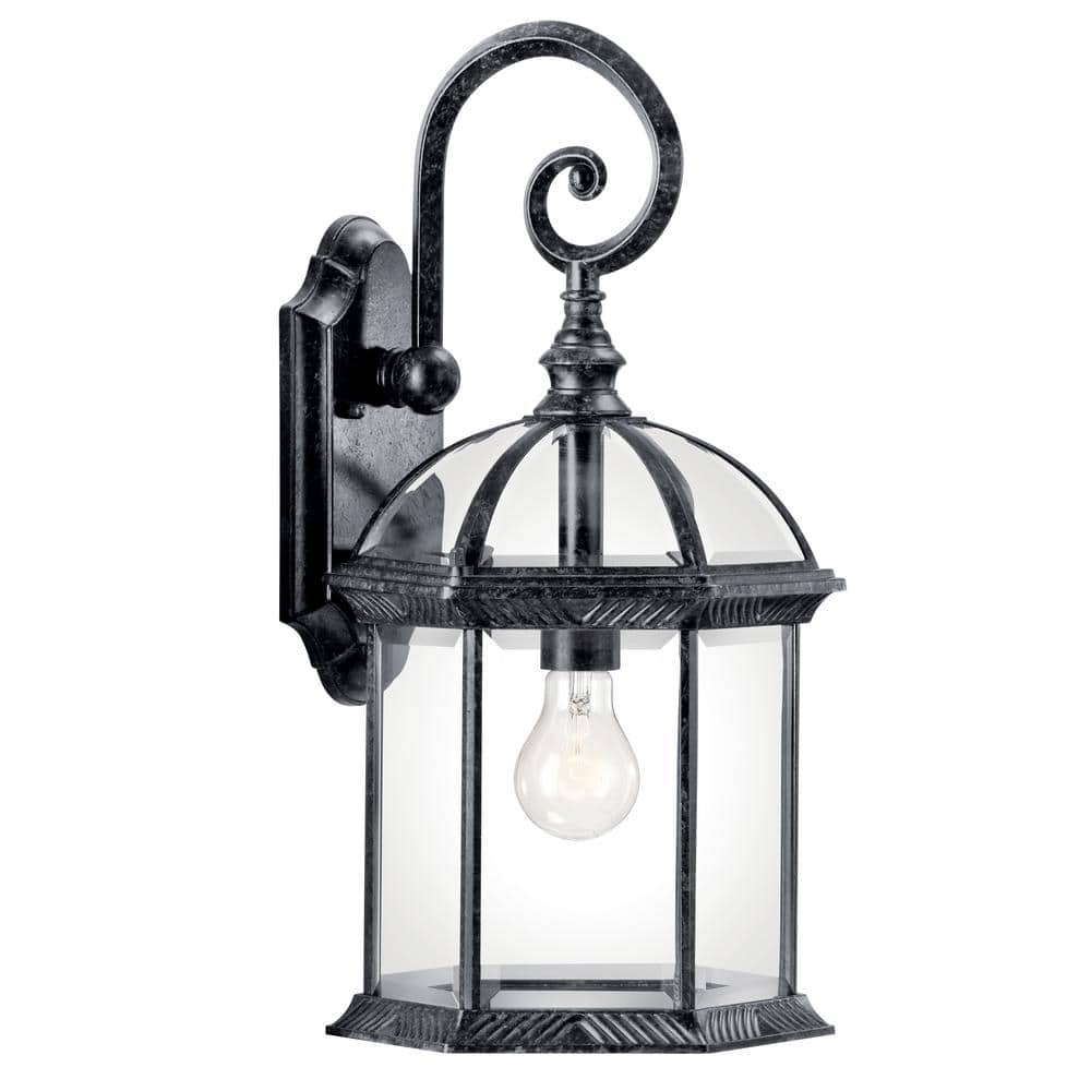 Kichler Barrie Single Light Outdoor Wall Sconce with Clear Beveled Glass Panels 