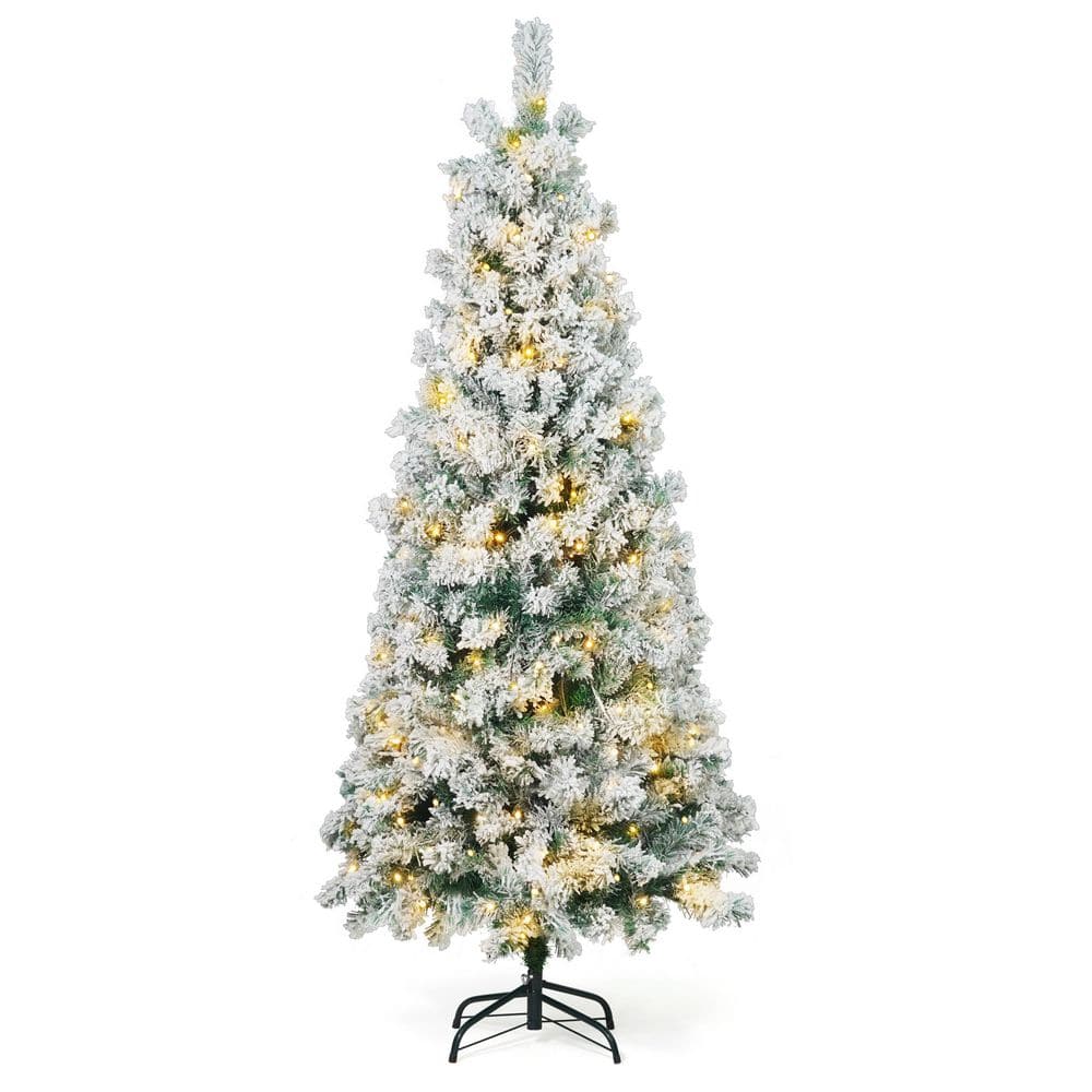 4.5 ft. Pre-Lit LED Flocked Slim Pencil Tree Artificial Christmas Tree with 150-Lights with Foldable Stand price history on PriceWatchPro