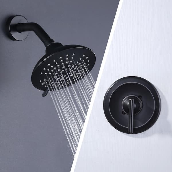 5-Spray Patterns with 1.8 GPM 6 in. Wall Mount Rain Fixed Shower Head with Brass Valve in Oil Rubbed Bronze