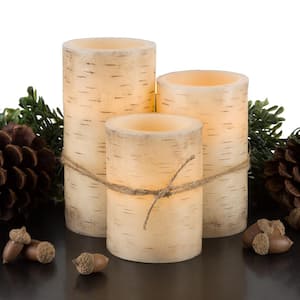 Cream Flameless Birch Bark Candle Set