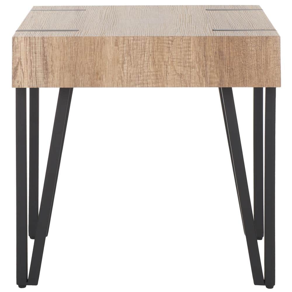 A Burton 19.7 in. Brown/Black Sq. Wood End Table