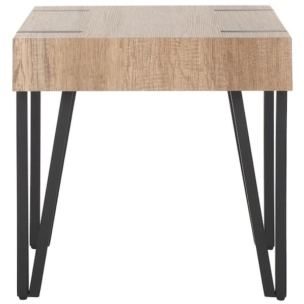 SAFAVIEH A Burton 19.7 in. Brown/Black Sq. Wood End Table