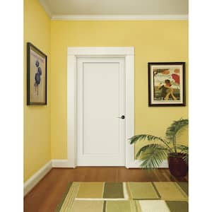 36 in. x 80 in. Madison White Painted Left-Hand Smooth Solid Core Molded Composite MDF Single Prehung Interior Door