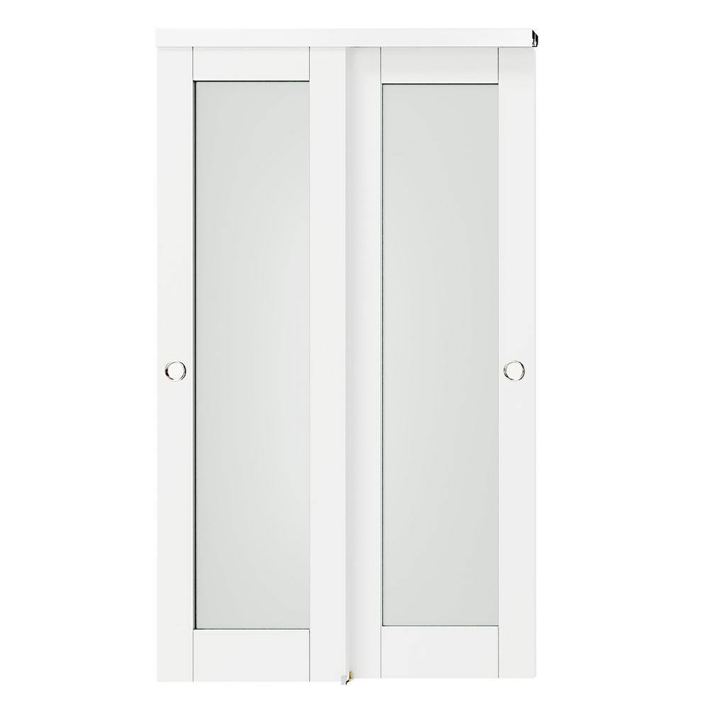 48 in. x 80 in. (Double 24 in. ), White, Solid Core, MDF Wood DIY Painted Frosted Glass Panel with Bypass Hardware price history on PriceWatchPro