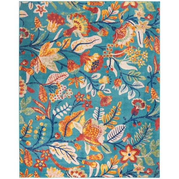 Nourison Allur Turquoise Multi 8 ft. x 10 ft. Botanical Area Rug
