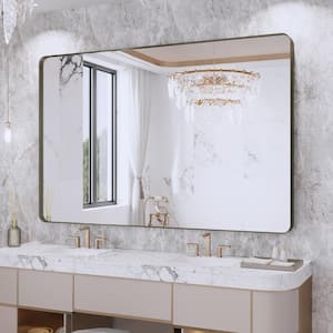 55 in. W x 36 in. H Rectangular Framed Wall Mounted Bathroom Vanity Mirror in Brushed Bronze