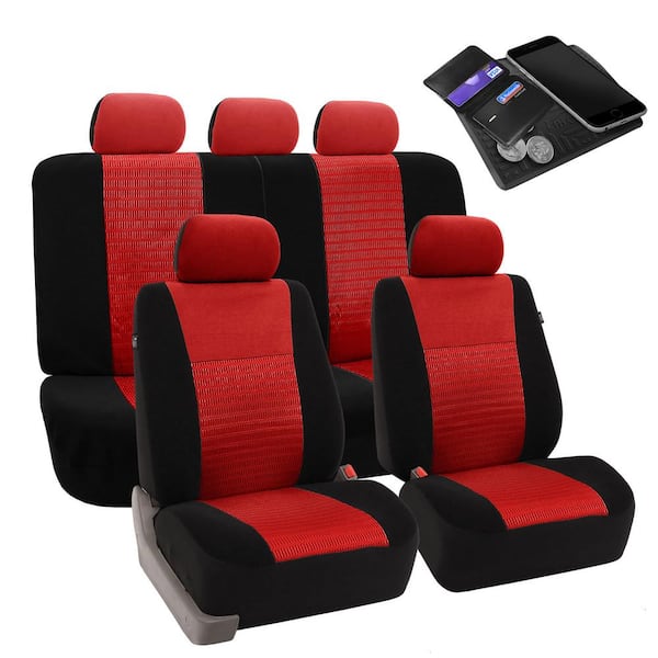 FH Group Fabric 47 in. x 23 in x 1 in. Deluxe 3D Air Mesh Full Set Seat Covers, Red