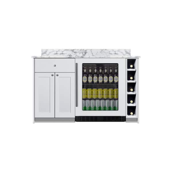 54 in. Mesa Dry Bar with Single Zone Beverage Center in White, ADA Compliant