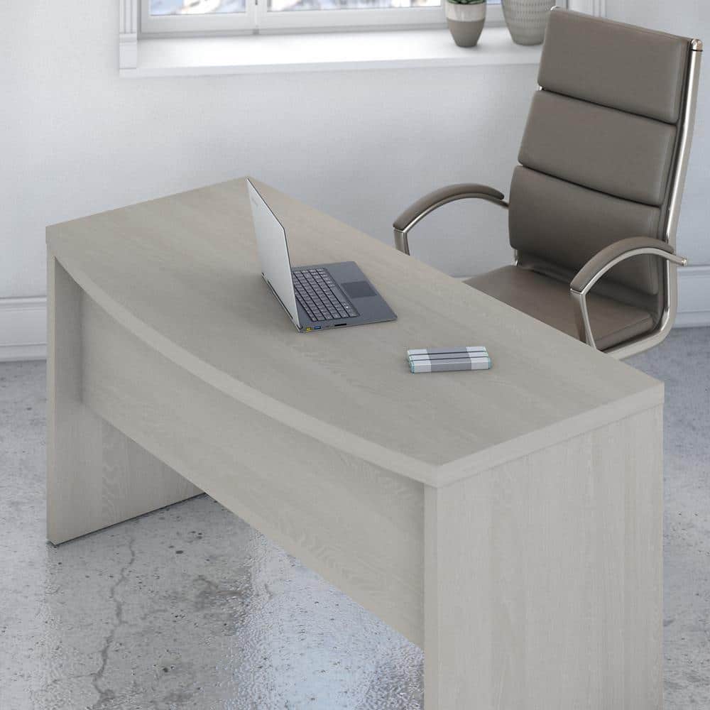 Echo 60" Gray Sand Wood Bow Front Home Office Desk