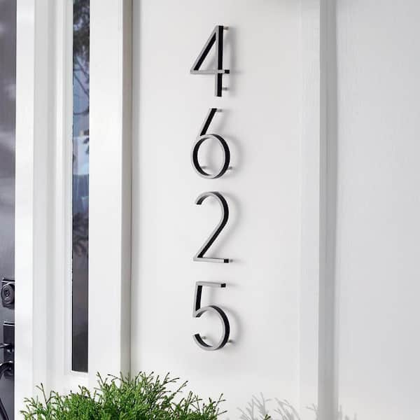 5 in. Modern Silver Reflective Floating or Flush Metal House Number 2