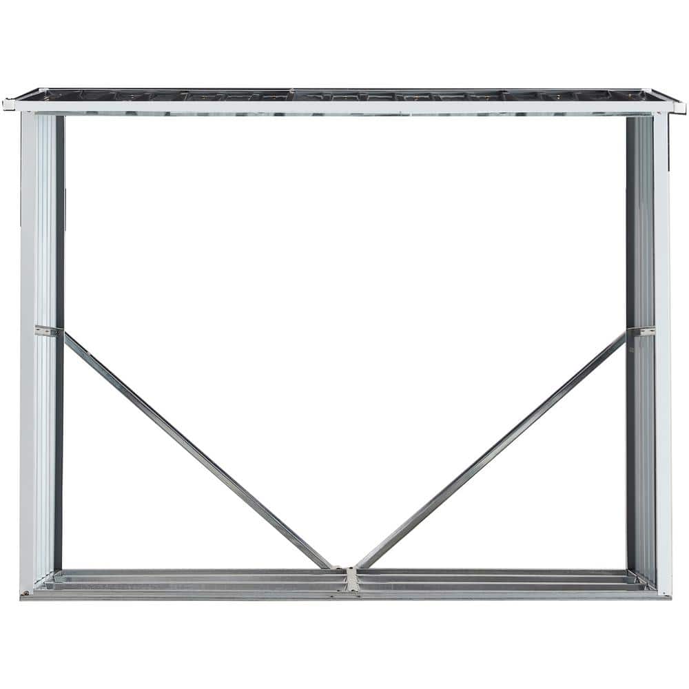 70.9" Dark Gray Galvanized Steel Outdoor Firewood Storage Shed with Roof
