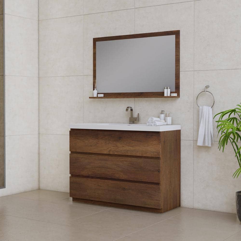Paterno 48" Rosewood Modern Bathroom Vanity with White Acrylic Top