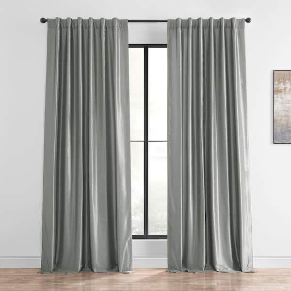 Exclusive Fabrics & Furnishings Silver Gray Solid Rod Pocket Room Darkening Curtain - 50 in. W x 120 in. L (1 Panel)