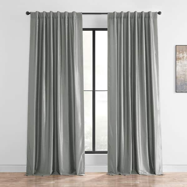 Exclusive Fabrics & Furnishings Silver Gray Solid Rod Pocket Room Darkening Curtain - 50 in. W x 96 in. L (1 Panel)