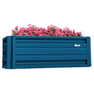 24 inch by 48 inch Rectangle Gallery Blue Metal Planter Box