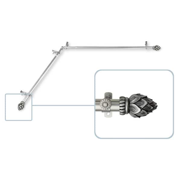 Rod Desyne Bud 13/16 in. Dia 28-48 in. L Corner Window Single Curtain Rod in Satin Nickel