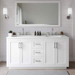 Miranda 66 in. W x 22 in. D x 33.75 in. H Double Bath Vanity in White with Giotto Quartz Top