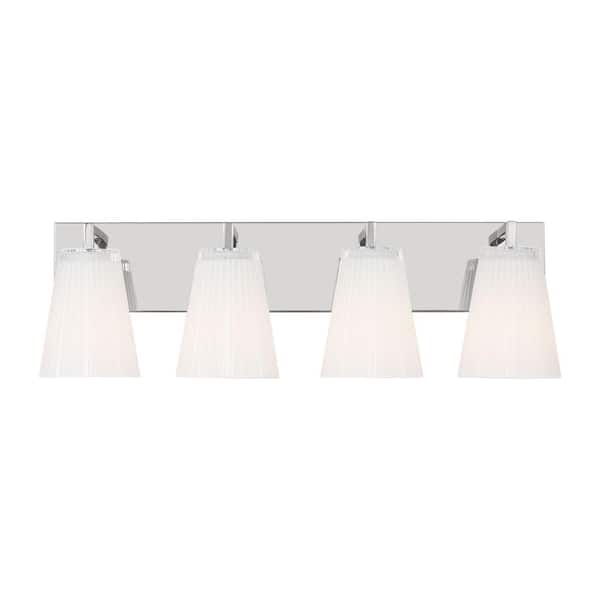 Generation Lighting - Upson 23.5 in. W x 7.75 in. H 4-Light Chrome Dimmable Extra Large Bathroom Vanity Light with Glass Shades