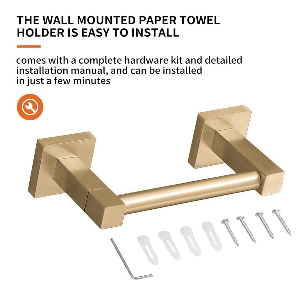 Gold Stainless Steel Wall Mounted Pivoting Toilet Paper Holder