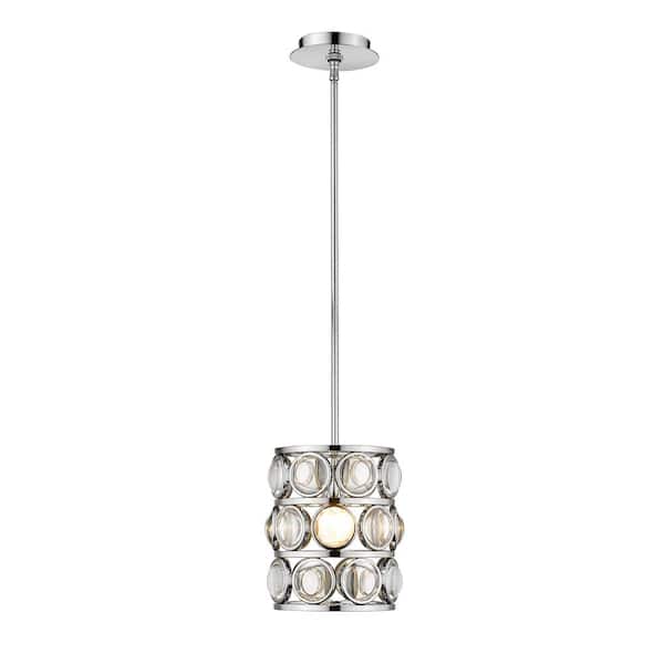Unbranded Eternity 1-Light Chrome Crystal Mini Pendant Light with Clear Crystal Shade with No Bulbs Included