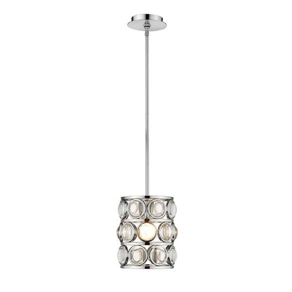 Unbranded Eternity 1-Light Chrome Crystal Mini Pendant Light with Clear Crystal Shade with No Bulbs Included