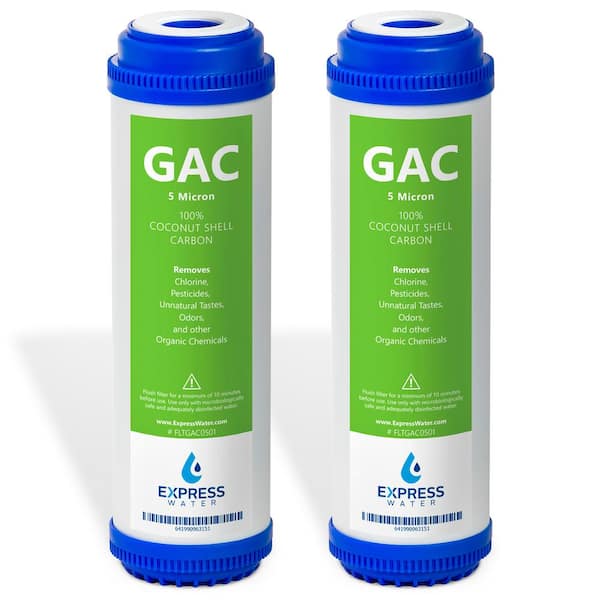 Express Water 2 Pack Granular Activated Carbon Water Filter Replacement - 5 Micron - Under Sink Reverse Osmosis System