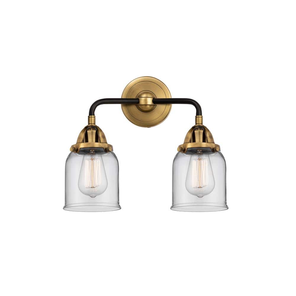 Bell 13 in. 2 Light Black Antique Brass, Clear Vanity Light with Clear Glass Shade price history on PriceWatchPro