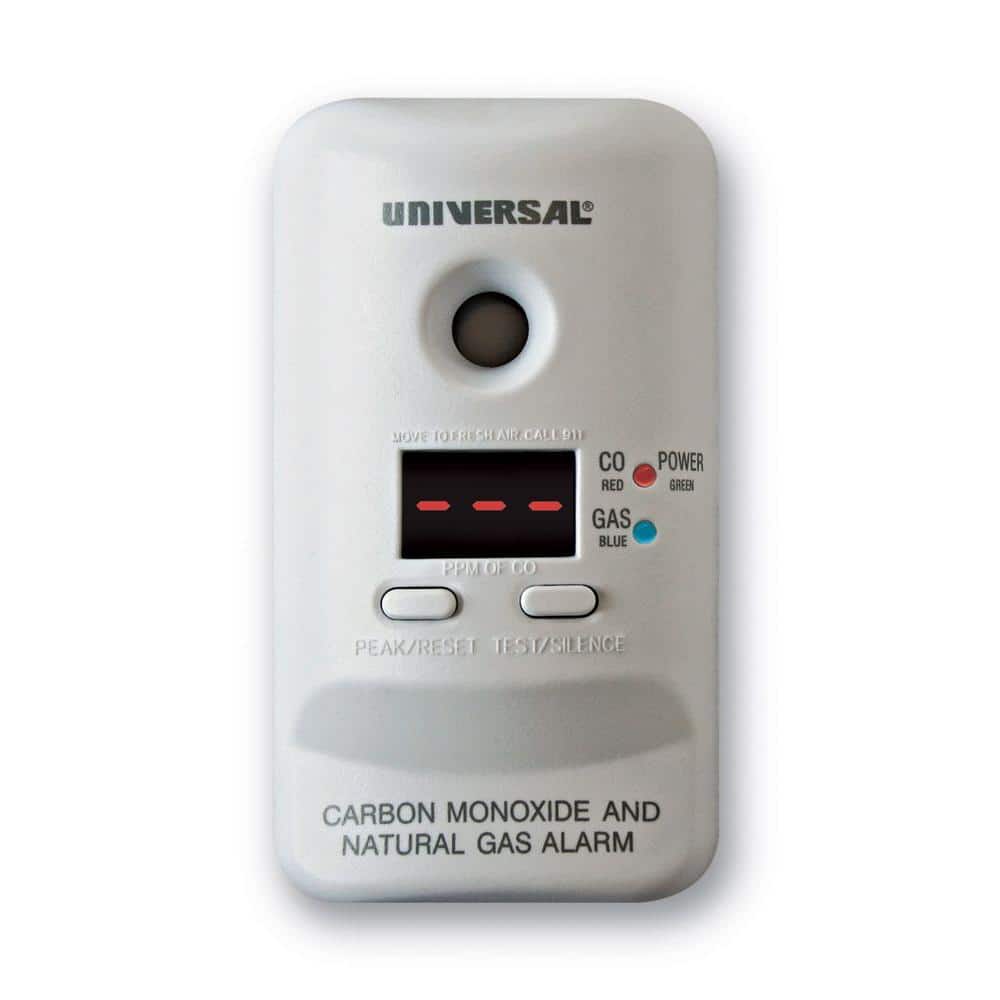 Universal Security Instruments Plug-In, 2-In-1 Carbon Monoxide and Natural Gas Detector, Display Screen, Battery Backup, Microprocessor Intelligence -  MCND401B