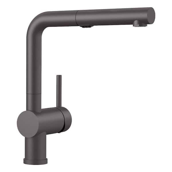 Blanco Linus Single-Handle Pull Out Sprayer Kitchen Faucet in Cinder
