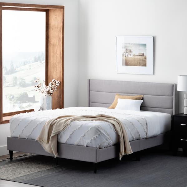 Brookside Amelia Upholstered Stone California King Bed with Horizontal Channels