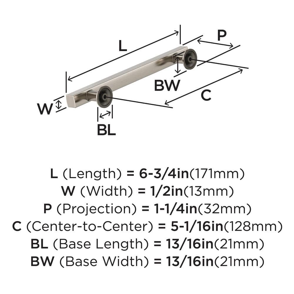Satin Nickel 5-1/16 Inch Modern Cabinet Pull