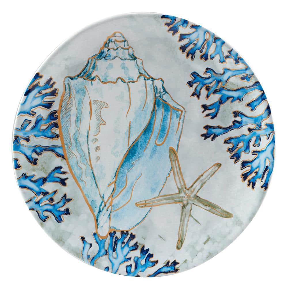 Playa Shells Multicolor Ceramic Coastal Salad Plates, Set of 4