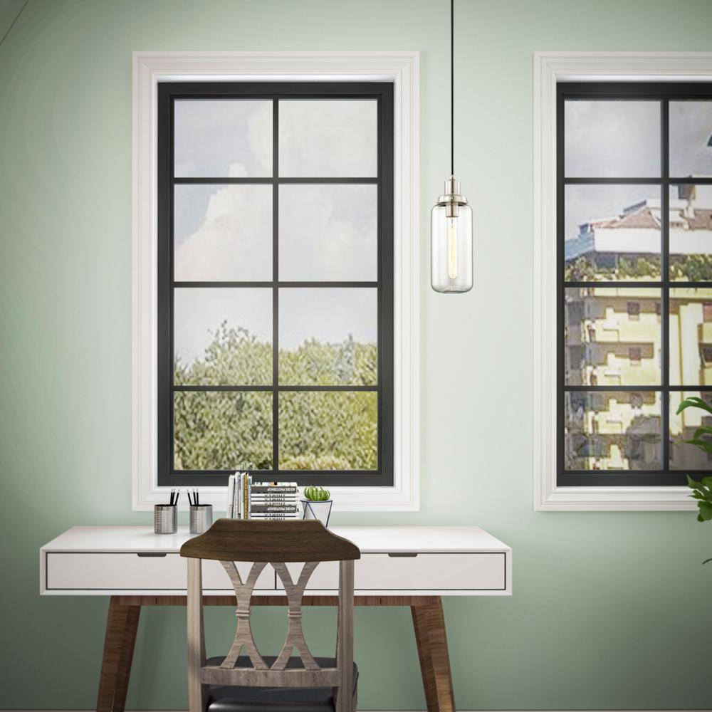 Elegant Brushed Nickel Mini Pendant with Hand-Blown Clear Glass