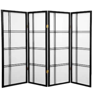 4 ft. Short Double Cross Shoji Screen - Black - 4 Panels