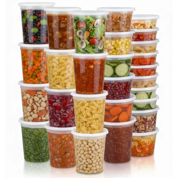 8 oz. 16 oz. 32 oz. Clear Plastic Food Storage Deli Containers with Lids (44-Variety Pack)