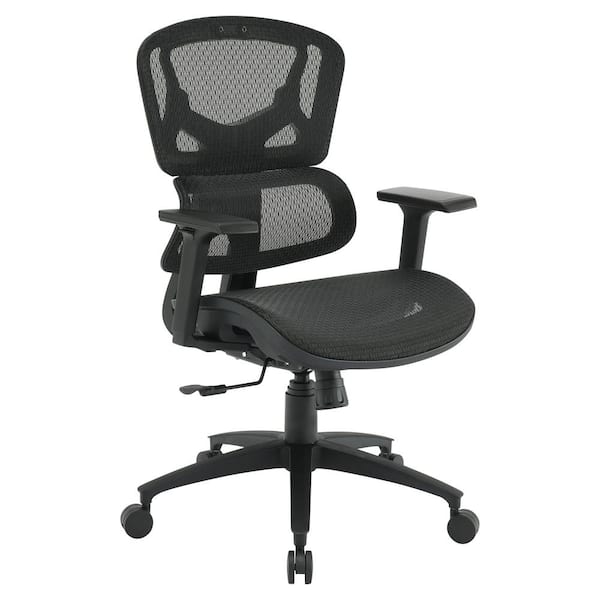 Mesh Seat Adjustable Height, Swivel, Tilt, Rolling, Reclining Ergonomic Executive Chair in Black with Adjustable Arms