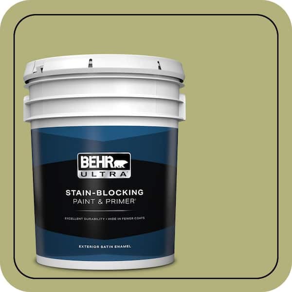BEHR ULTRA 5 gal. #M340-5 Fresh Artichoke Satin Enamel Exterior Paint & Primer