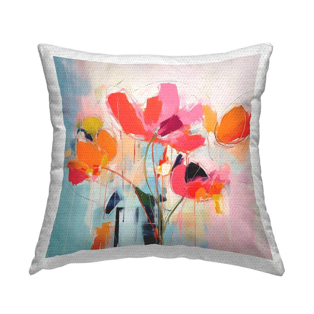 Bold Abstract Flowers Red Square Outdoor Throw Pillow price history on PriceWatchPro
