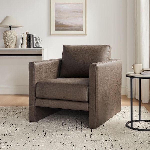 Tybee Espresso Faux Leather Arm Chair