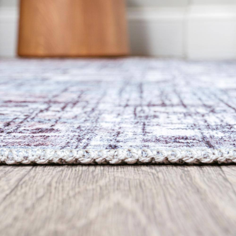 Didim Gray and Purple Medallion Washable 4' x 6' Area Rug