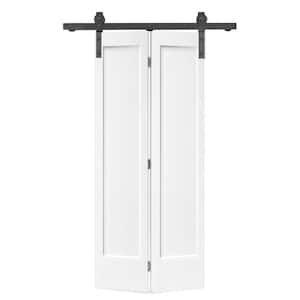 CALHOME 24 in. x 80 in. 2 Panel Primed MDF Composite Bi-Fold Barn Door ...