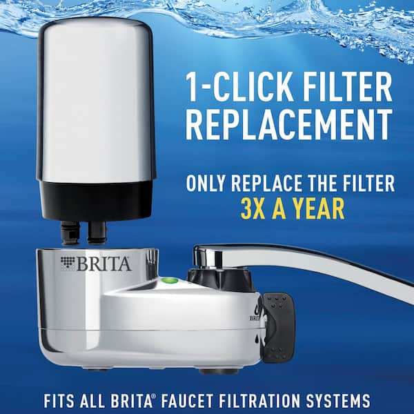 Faucet Mount Tap Water Filtration System in Chrome, BPA Free, Reduces Lead