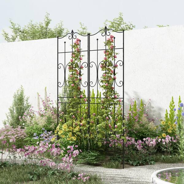 39 in. Tall No Dig Steel Garden Fence Or Outdoor Dog Fencing, Black