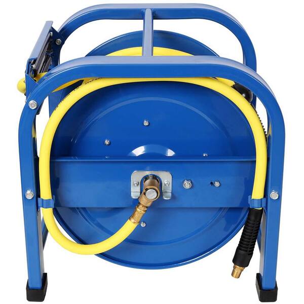 3/8" X 80ft Retractable Air Hose Reel - Heavy Duty 300 PSI Auto-Rewind With Swivel Mount For Garage & Workshop
