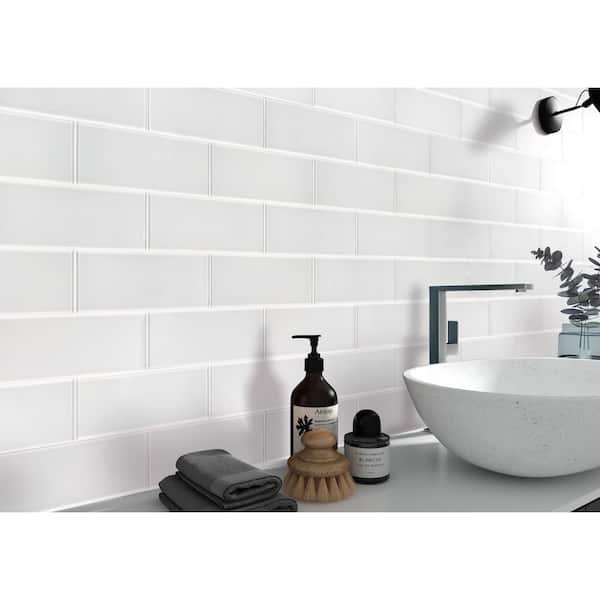 Ice 4 in. x 12 in. Glass Subway Wall Tile (2 sq. ft./Case)